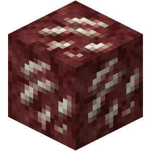 A 3-dimensional nether quartz ore block.